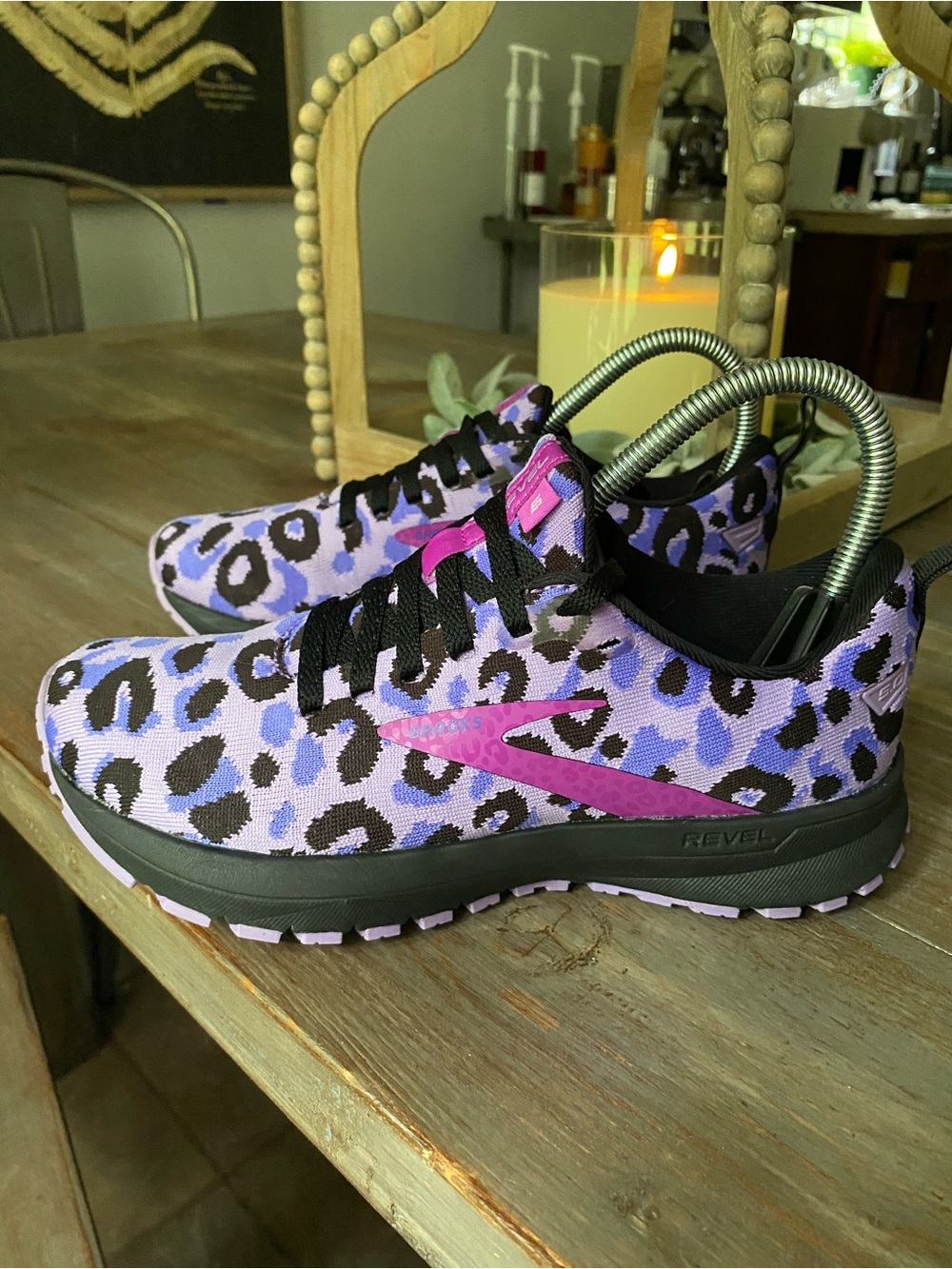 Brooks Women's Purple Black Pink Leopard Print Athletic Shoes - Picture 4 of 9